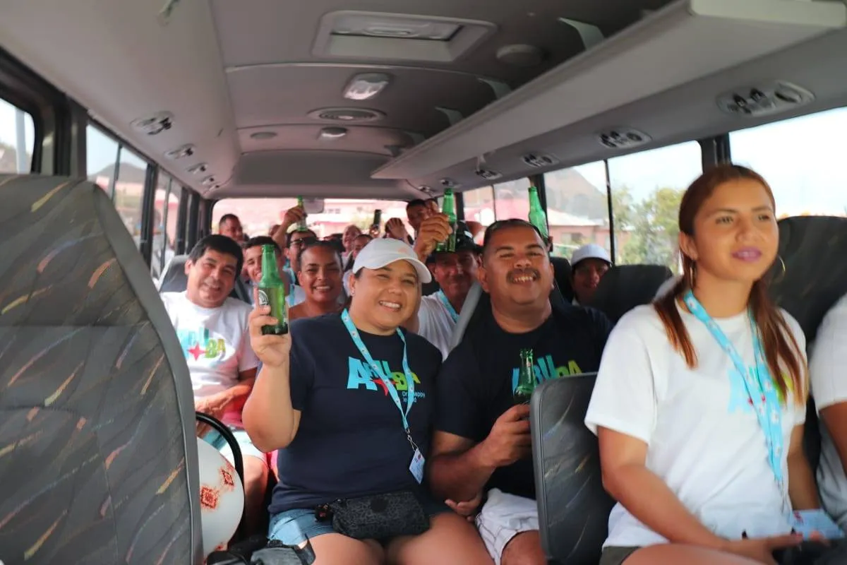 Happy guests enjoying the ride on a Confidence Tours bus